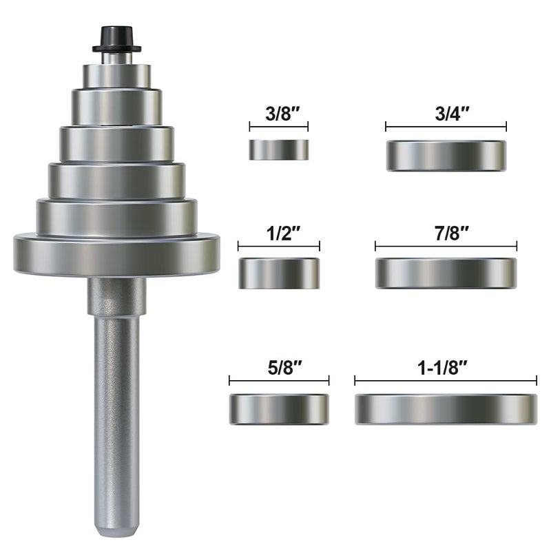 FivePears 1/2 Inch Shank Rabbet Router Bit with 6 Bearings Set, Adjustable Multiple Depths 1/8", 1/4", 5/16", 3/8", 7/16", 1/2" for Beginner DIY Woodwork â€¦ - Image 2